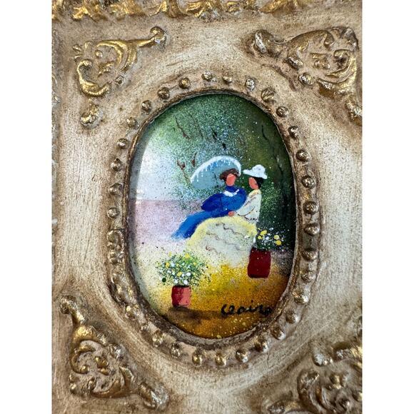 MCM 1974 Painted Metal Victorian Women Miniature Decorative 6” Ornate - Picture 3 of 7